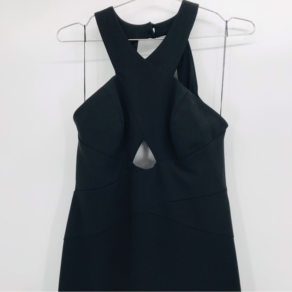 Aidan Mattox Scuba Crepe Cutout Open Back Gown in Black Size 6 - Picture 4 of 14